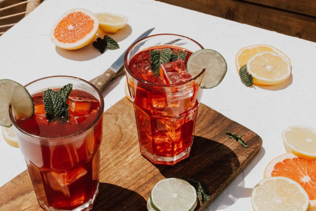 Two glasses of citrus Kombucha