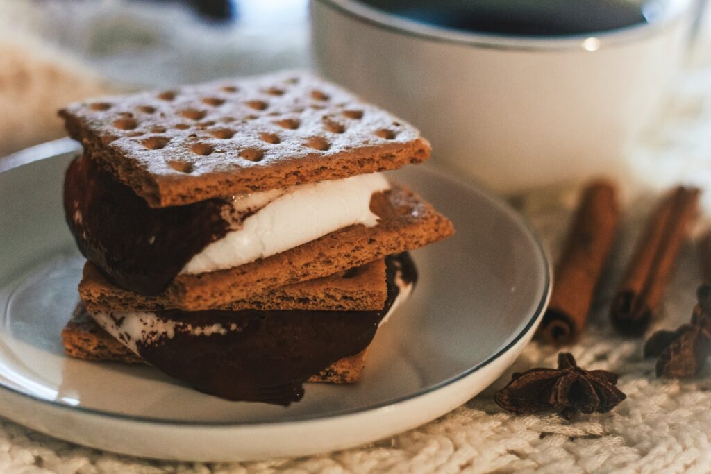 Smores next to a latte