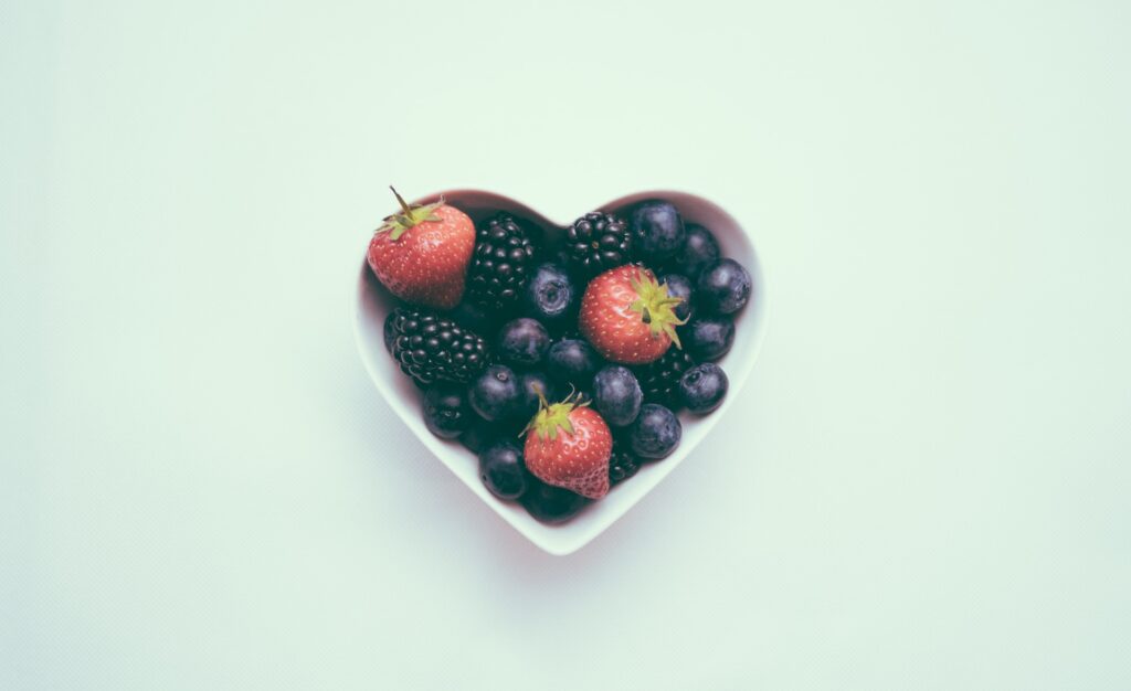 Berries in a heart bowl