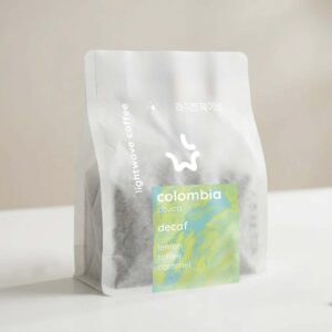 Lightwave Coffee Colombia Valle Del Cauca Decaf Sugarcane EA Process Decaf coffee on white counter