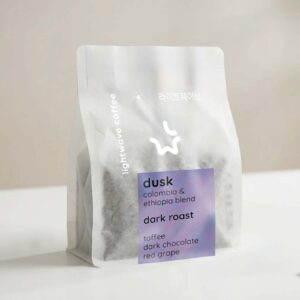 Lightwave Coffee Dusk Specialty Dark Roast coffee on white counter