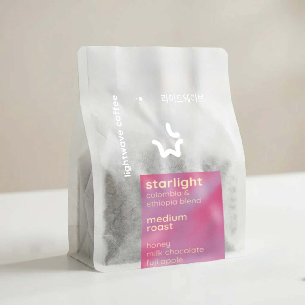 Lightwave Coffee Starlight Specialty Medium Roast coffee on white counter