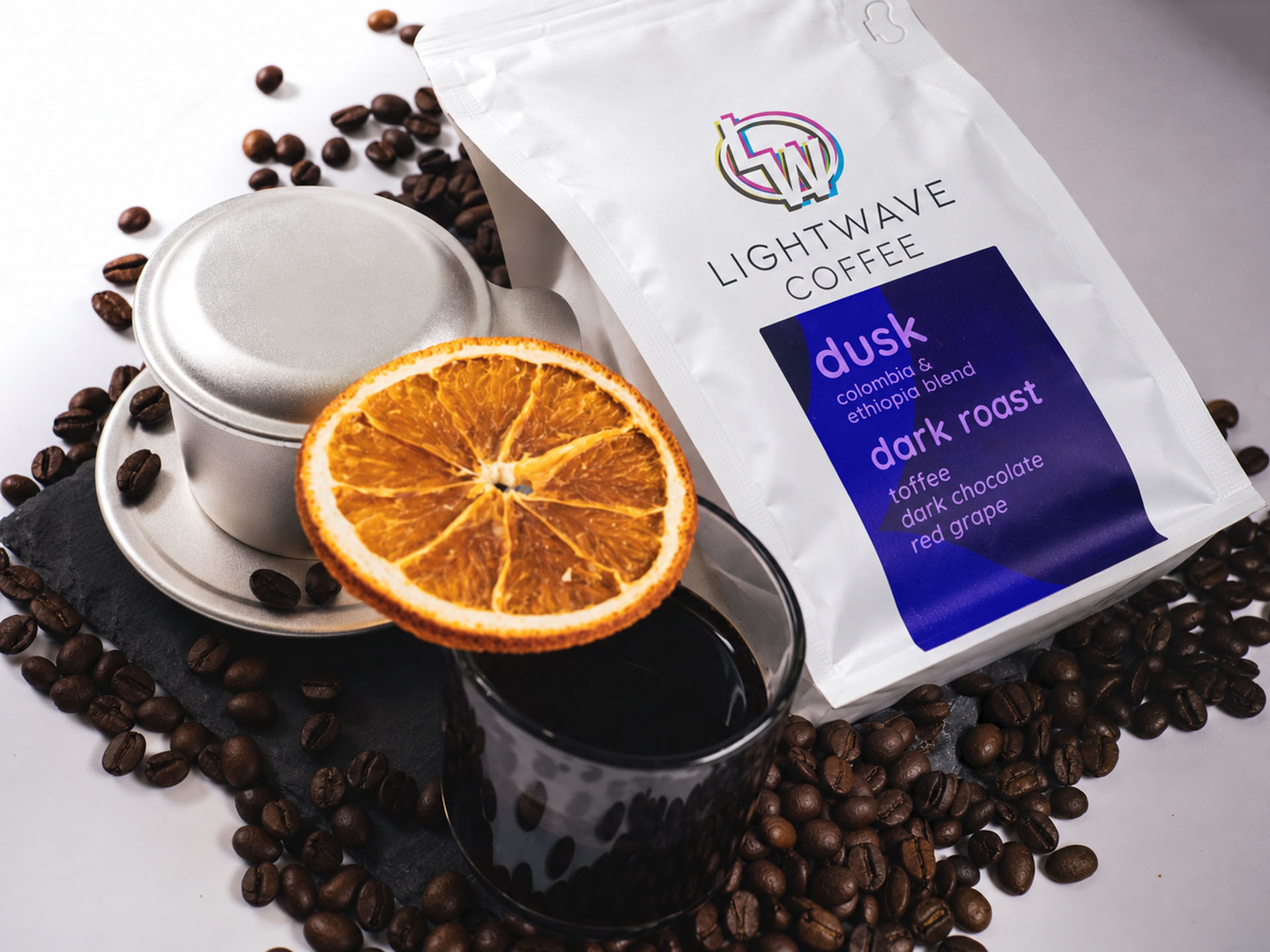 Coffee bag with a QR code