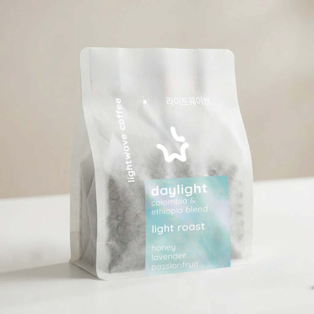 Lightwave Coffee Daylight light roast coffee blend bag on white counter