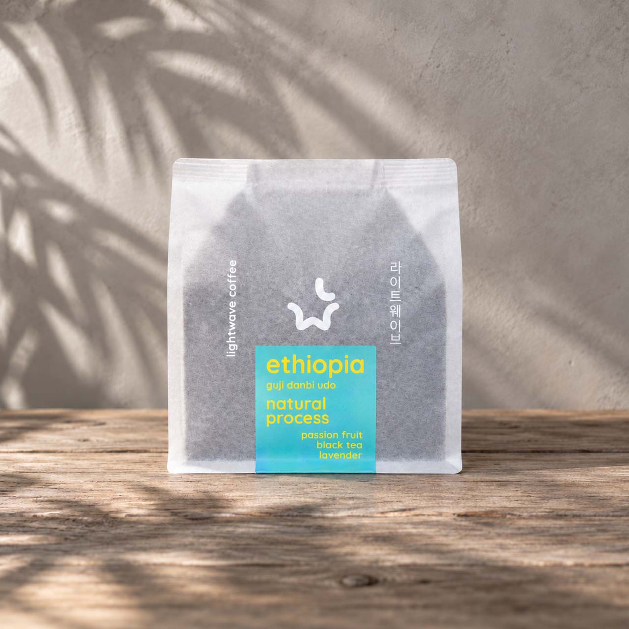 Lightwave Coffee Ethiopia Natural Process coffee bag on counter